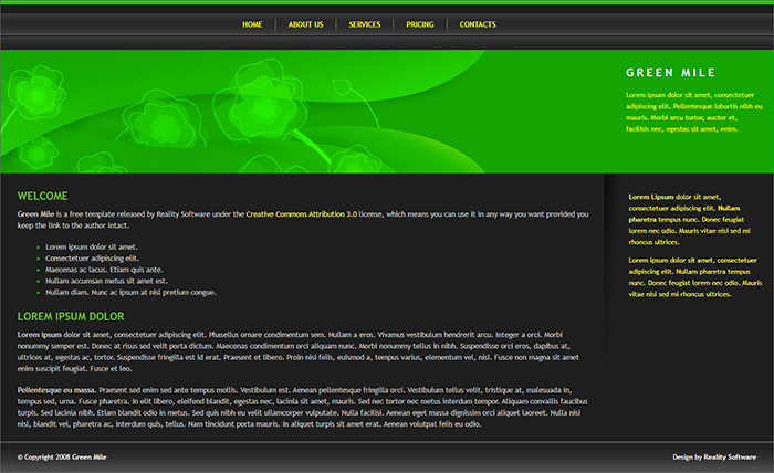 Free Green Mile Website Template