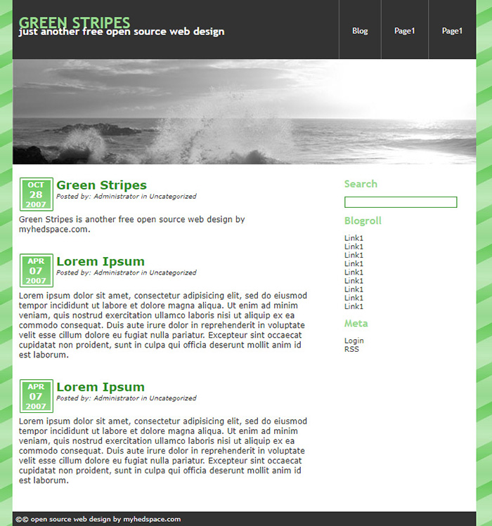 Free Green Stripes Website Template - Free Website Templates, HTML5 ...