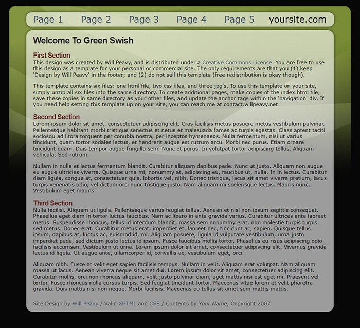 Free Green Swish Website Template