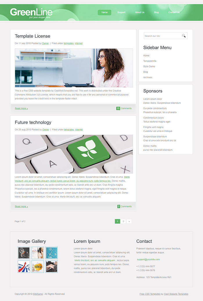 Free GreenLine Website Template
