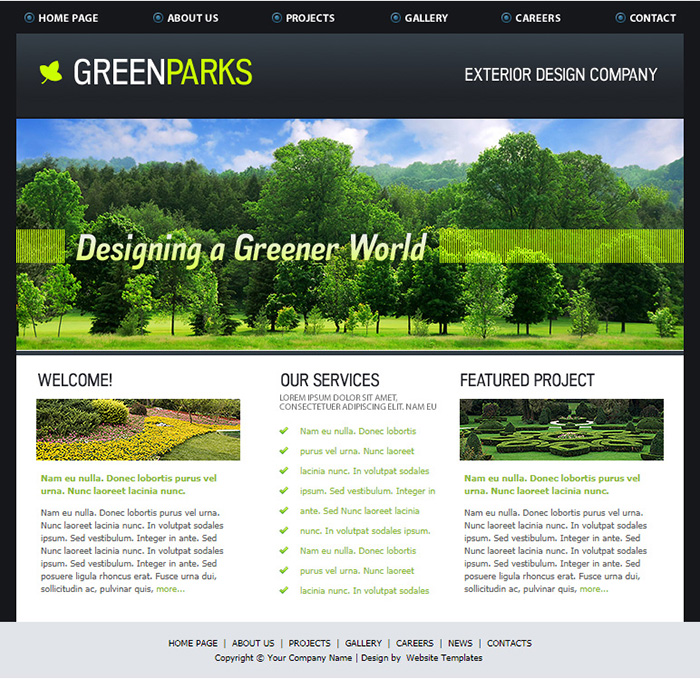 Free GreenParks Website Template