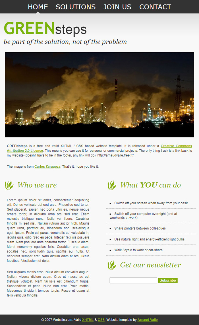 Free GREENsteps Website Template