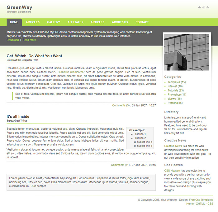 Free GreenWay Website Template