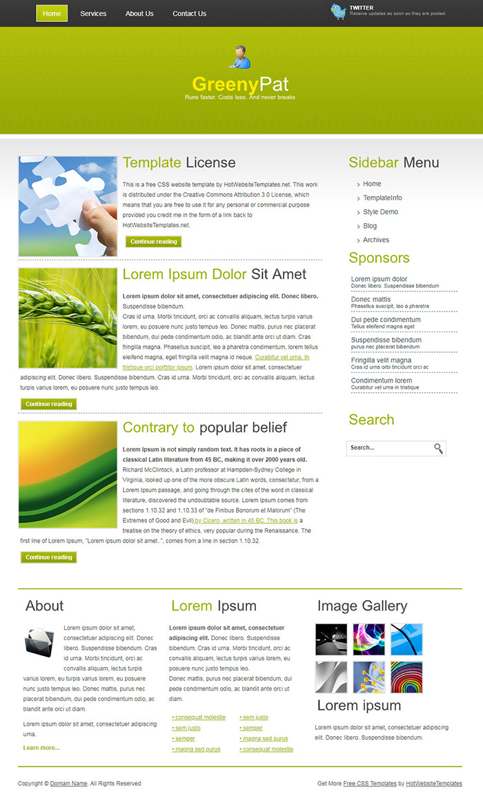 Free GreenyPat Website Template