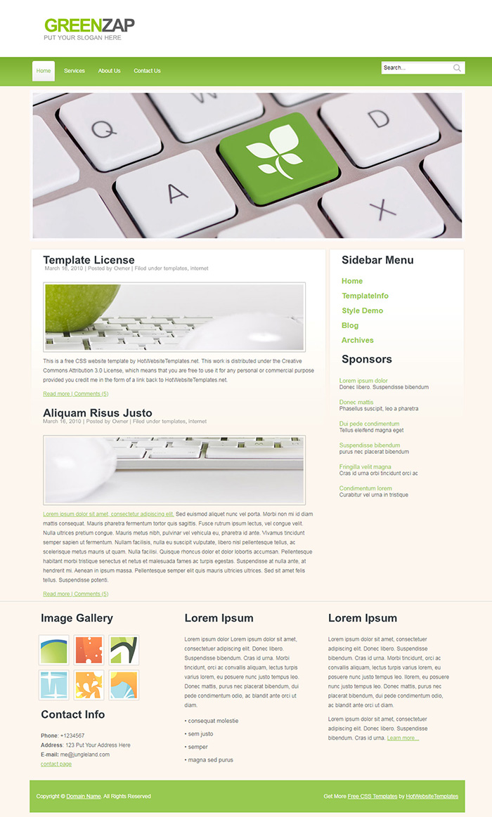 Free GreenZap Website Template
