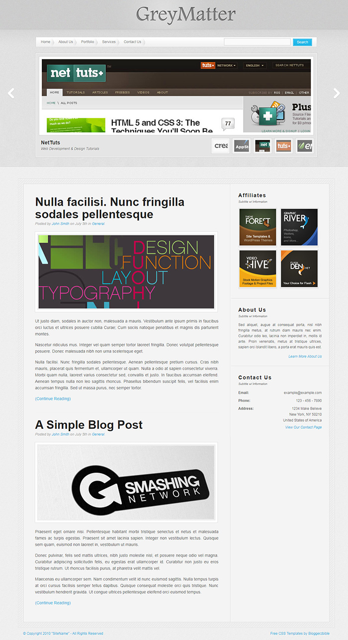 Free GreyMatter Website Template