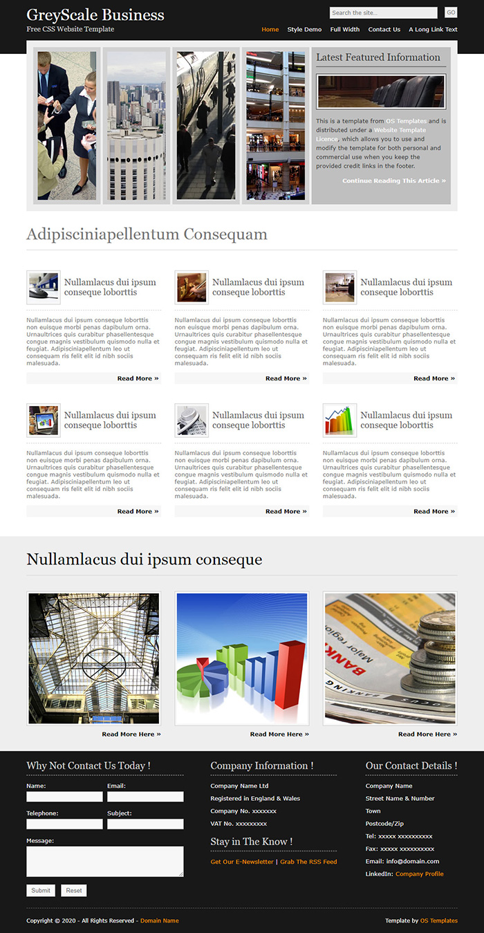 Free GreyScale Business Website Template