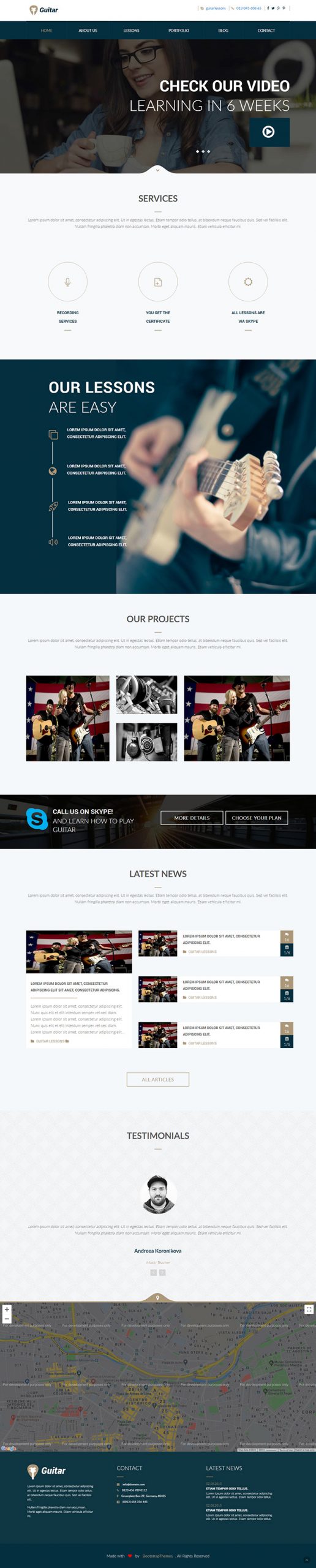 Free Guitar School Website Template