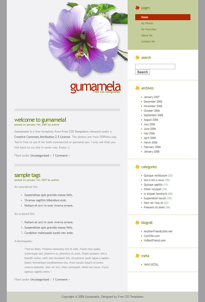 Free Gumamela Website Template