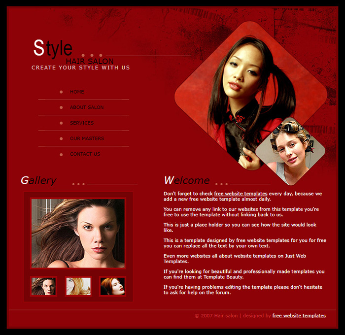 Free Hair Salon Website Template Free Website Templates HTML5 CSS