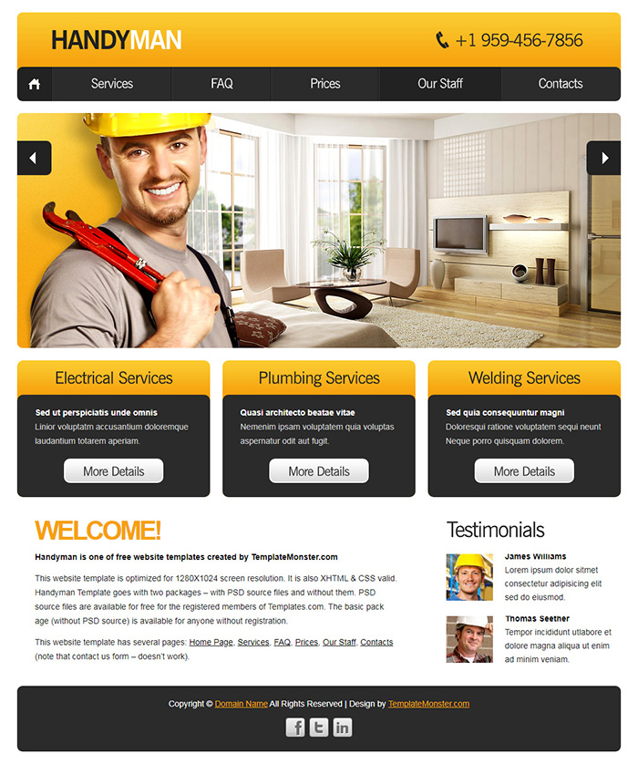 Free Handyman Website Template Free Website Templates, HTML5 & CSS