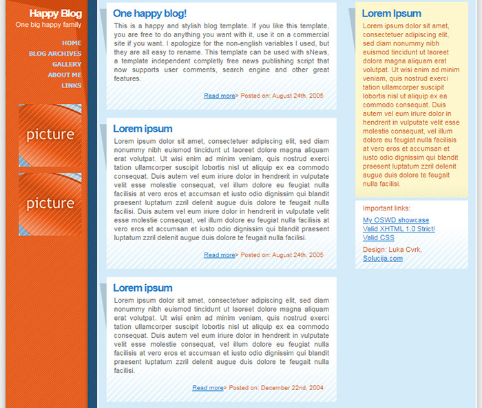 Free Happy Blog Website Template