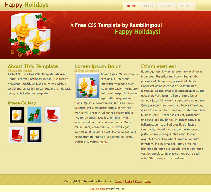 Free Happy Holidays Website Template
