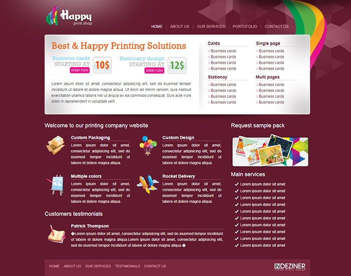 Free Happy Print Shop Website Template Free Website Templates Html5 Css Templates Open Source Templates