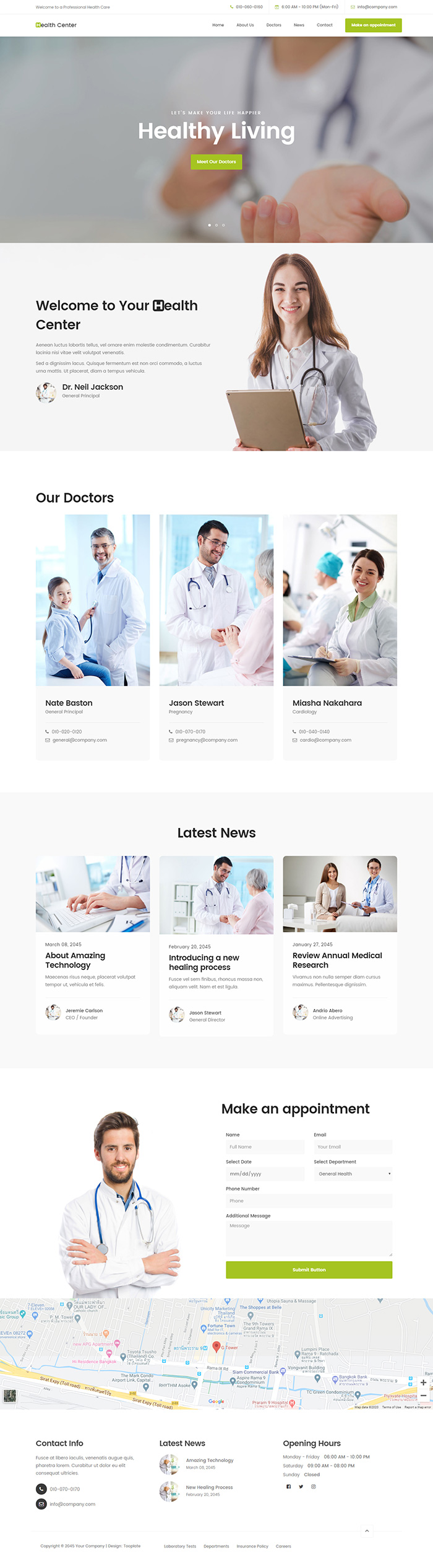 Free Health Center Website Template
