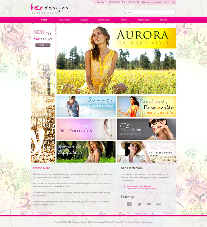 Free Her Designs Website Template