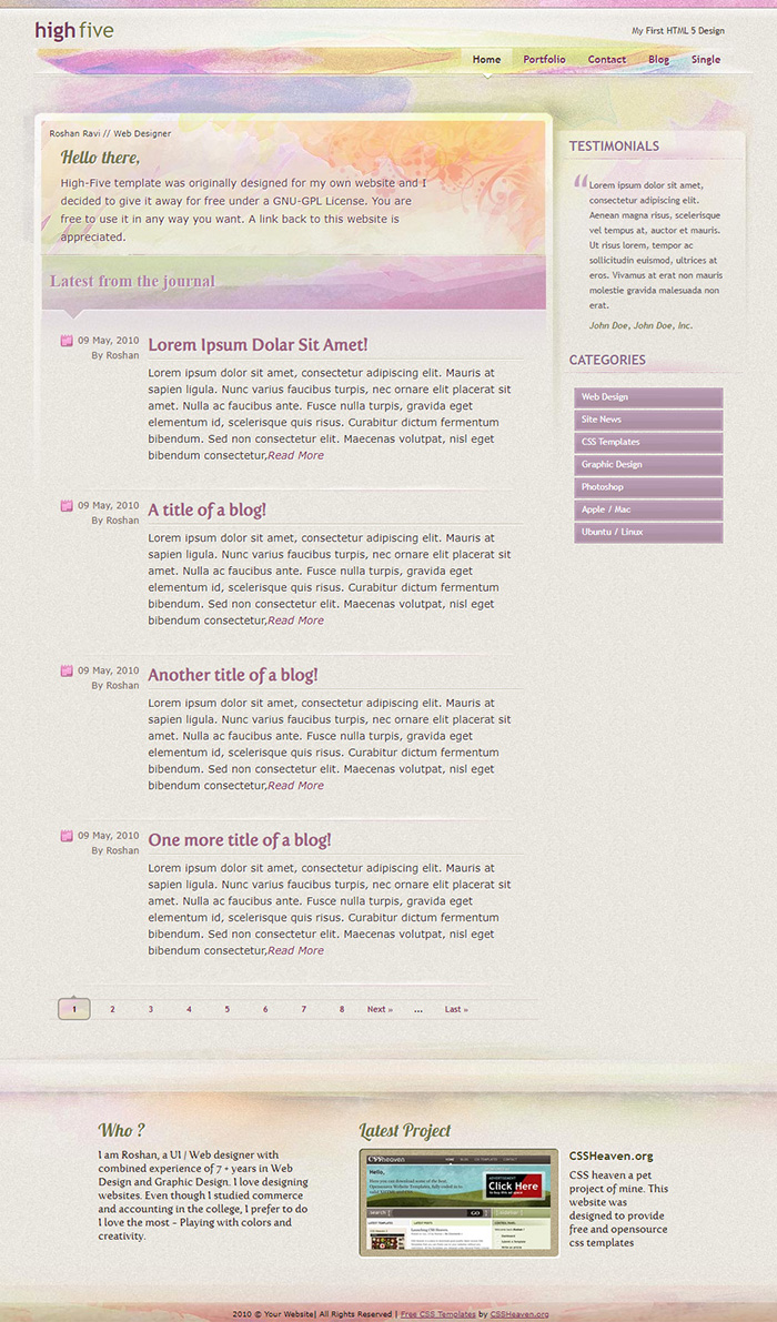 Free High Five Website Template