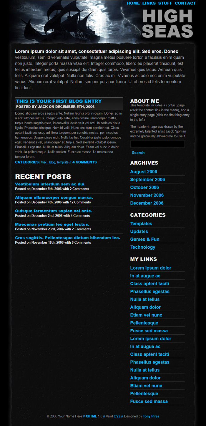 Free High Seas Website Template
