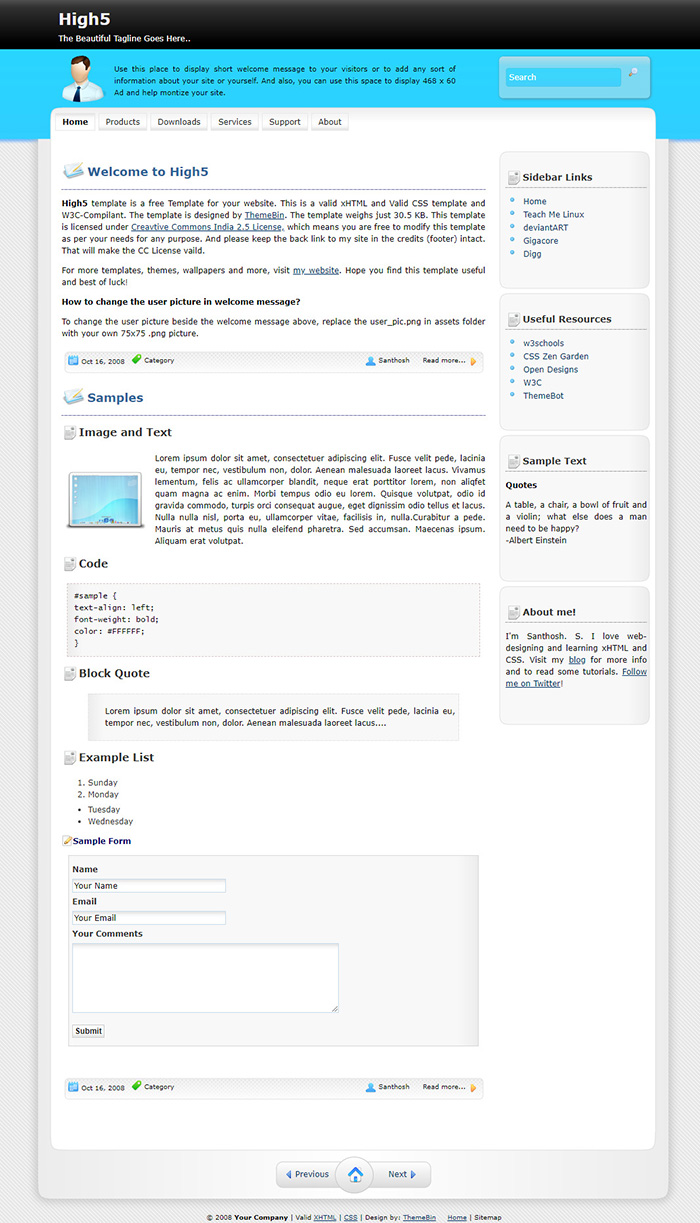 Free High5 Website Template