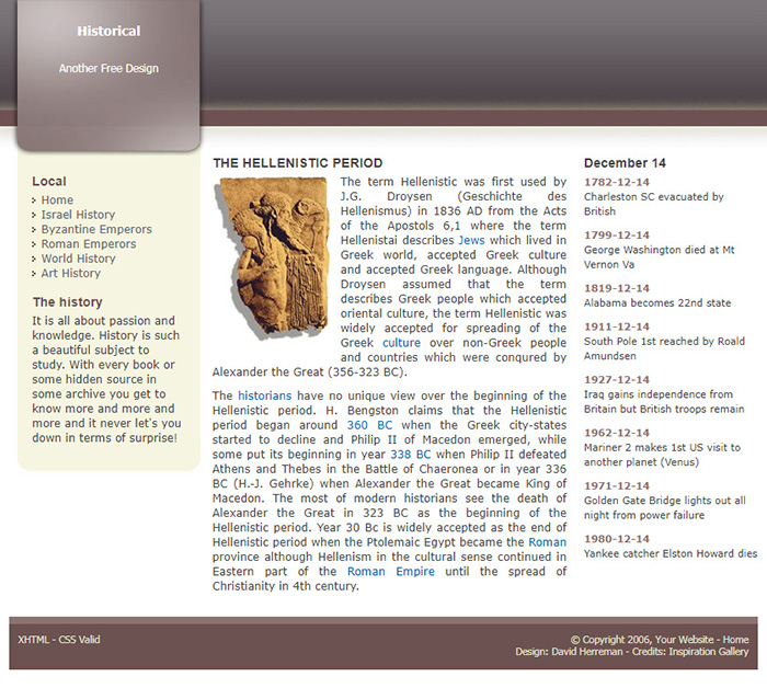 Free Historical site Template Free site Templates, HTML5 & CSS Templates & Open Source