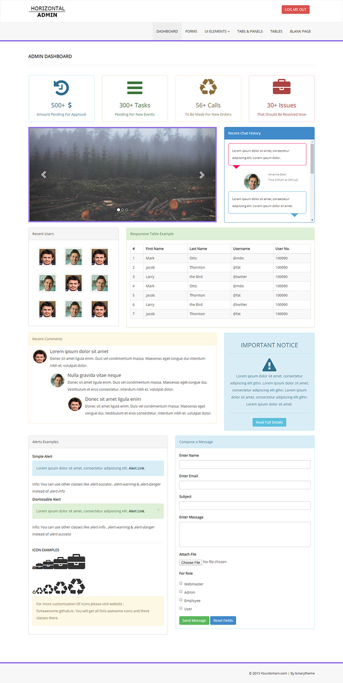 Free Horizontal Admin Website Template - Free Website Templates, HTML5 ...