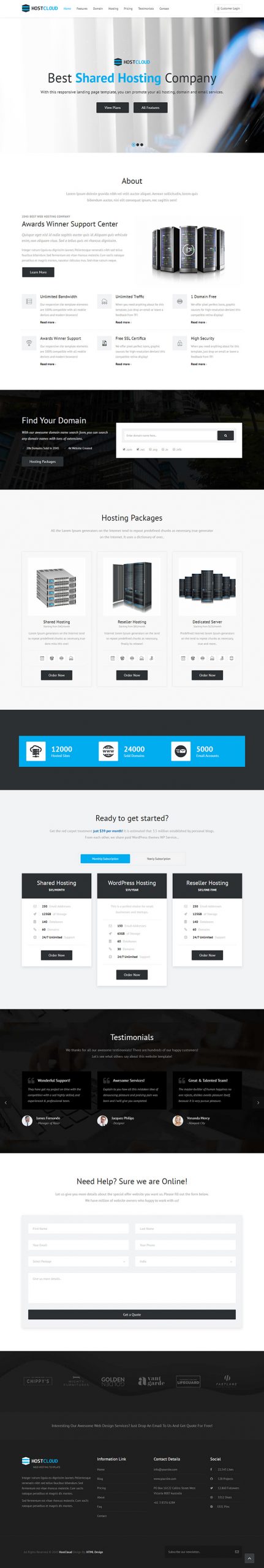Free Hostcloud Website Template