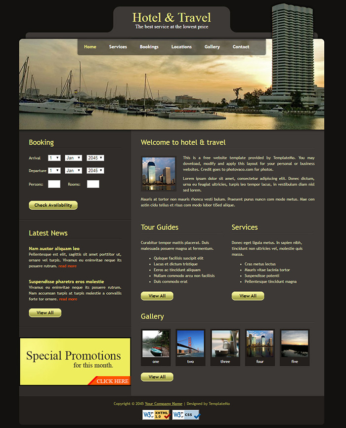Free Hotel and Travel Website Template