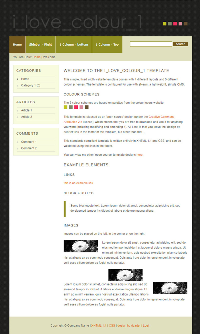 Free I Love Colour 1 Website Template - Free Website Templates, HTML5 ...