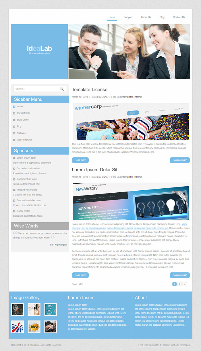 Free IdeaLab Website Template