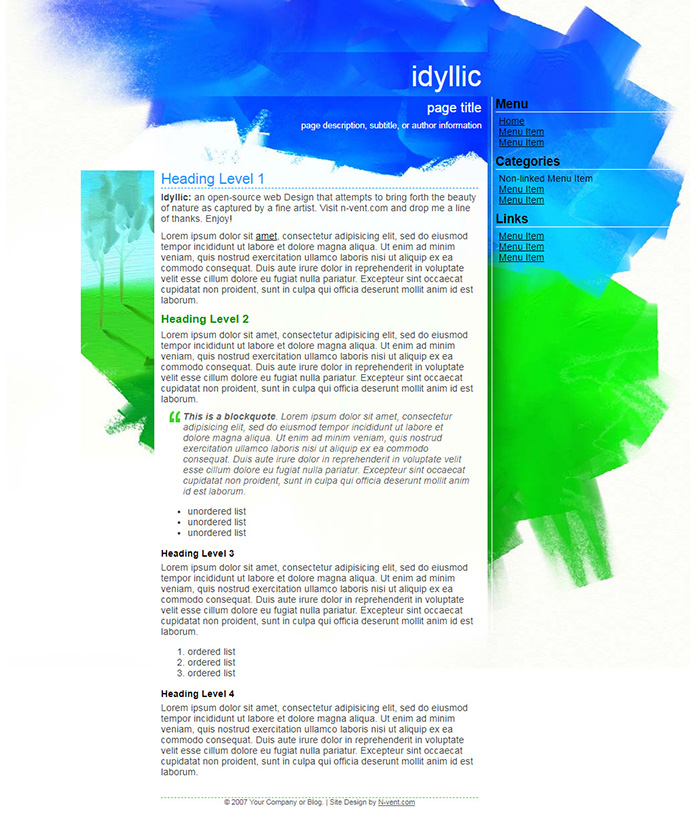 Free idyllic Website Template