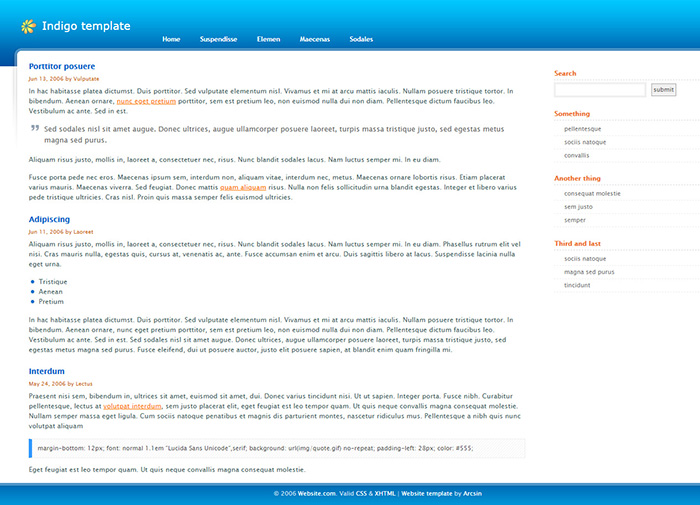 Free Indigo Website Template