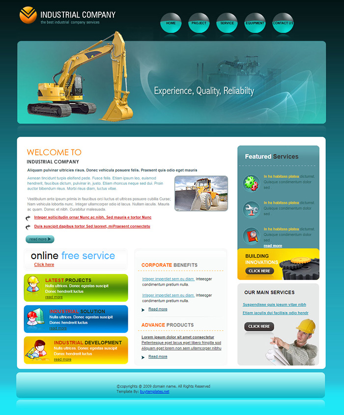 Free Industrial Company Website Template