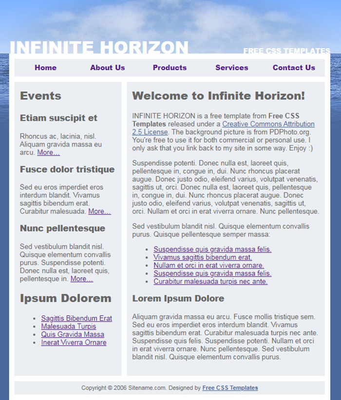 Free Infinite Horizon Website Template