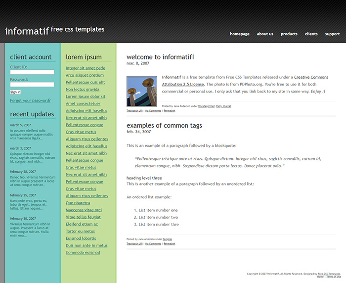 Free Informatif Website Template
