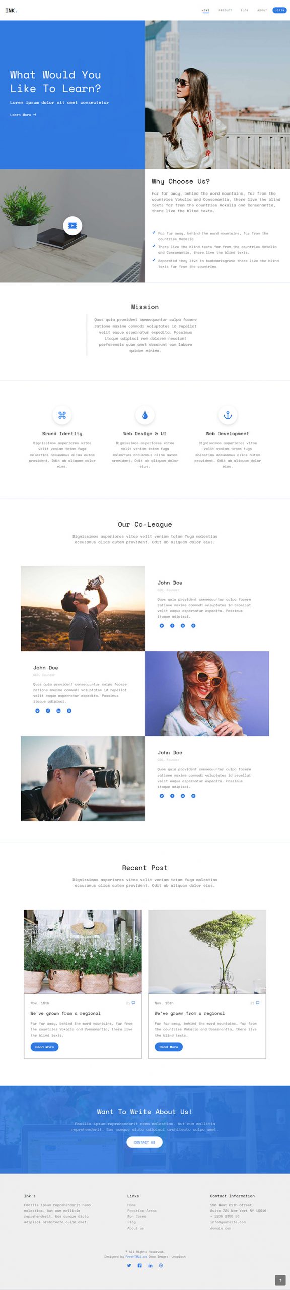 Free Ink Website Template