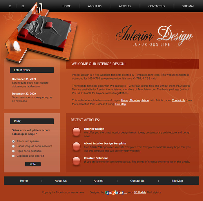 Free Interior Design Website Template