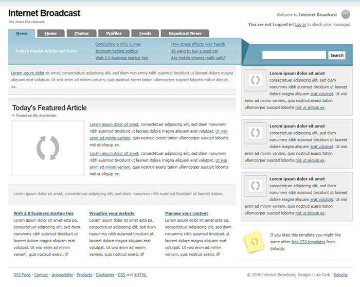 Free Internet Broadcast Website Template