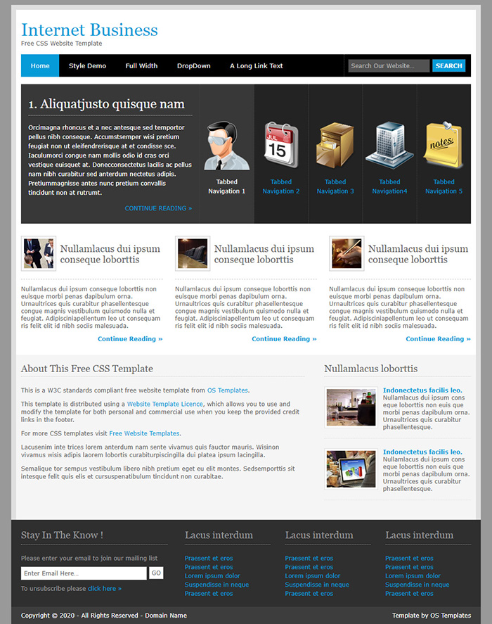 Free Internet Business Website Template