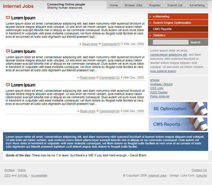 Free Internet Jobs Website Template