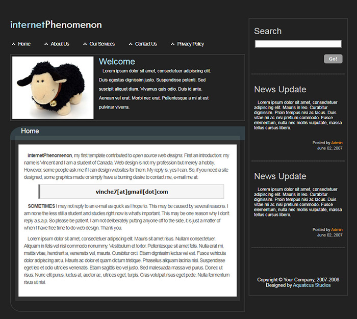Free internetPhenomenon Website Template