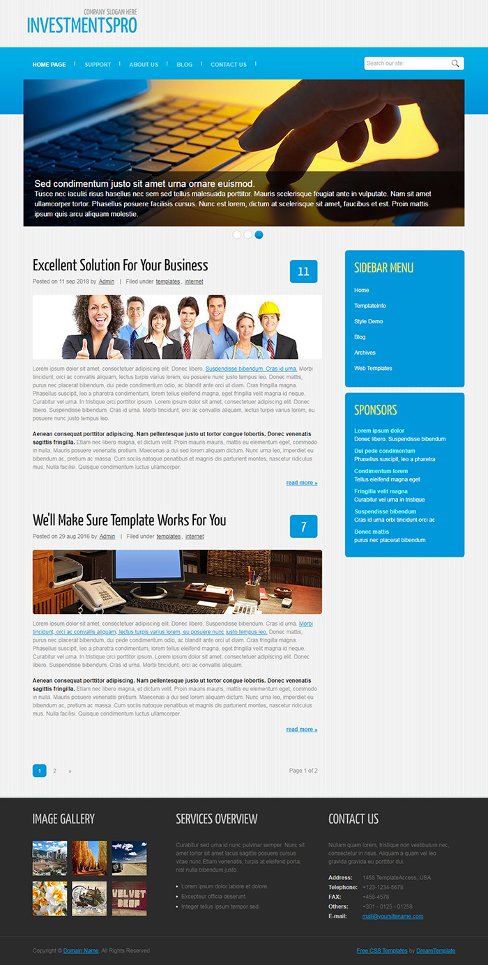 Free Investmentspro Website Template