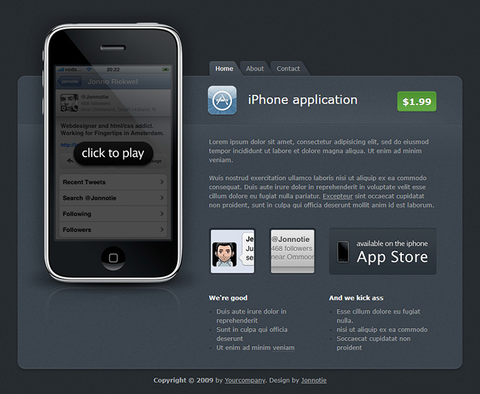 Free iPhone Website Template