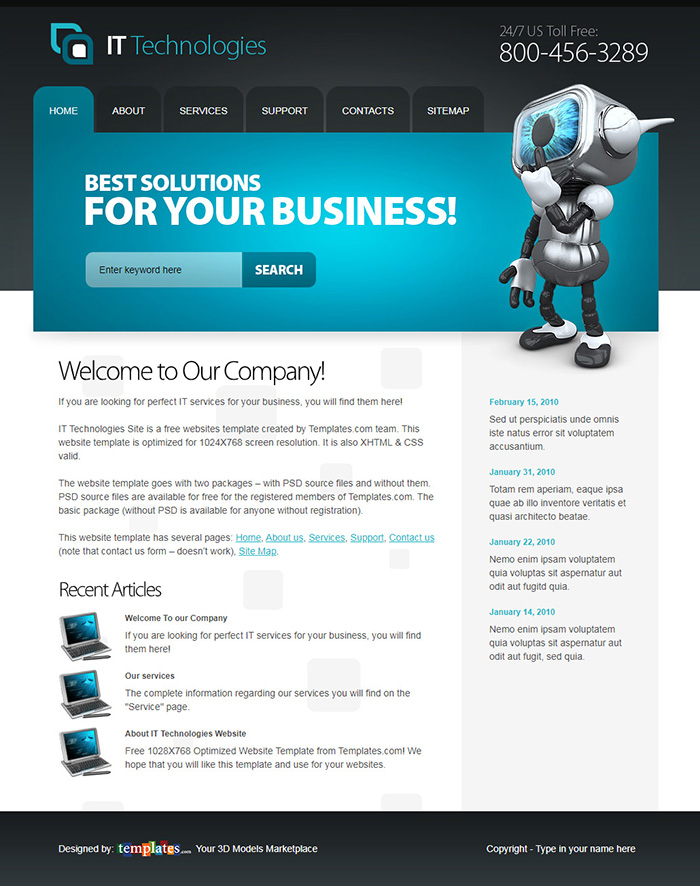 Free IT Technologies Website Template