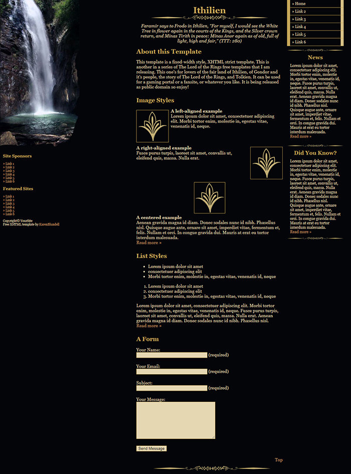 Free Ithilien Website Template