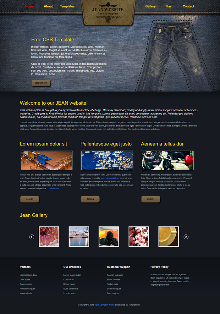 Free Jean Website Template