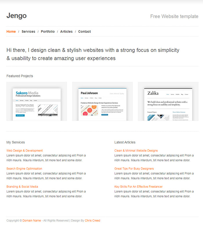 Free Jengo Website Template
