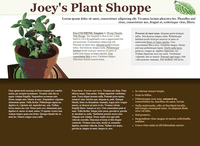 Free Joeys Plant Shoppe Website Template