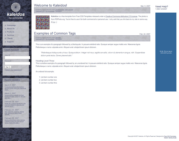 Free Kaleidos Website Template
