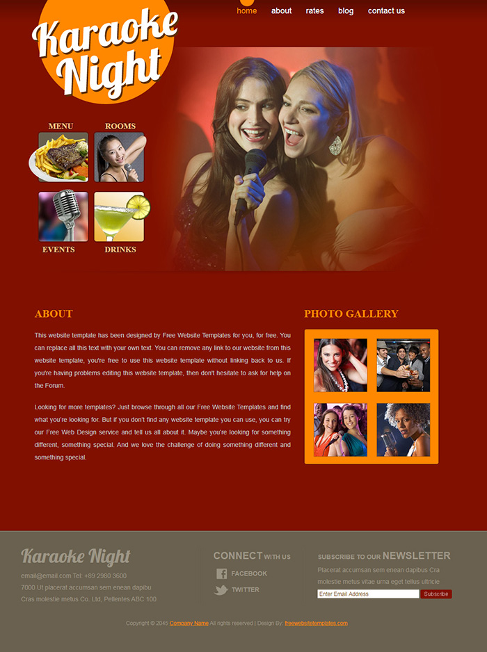 Free Karaoke Night Website Template