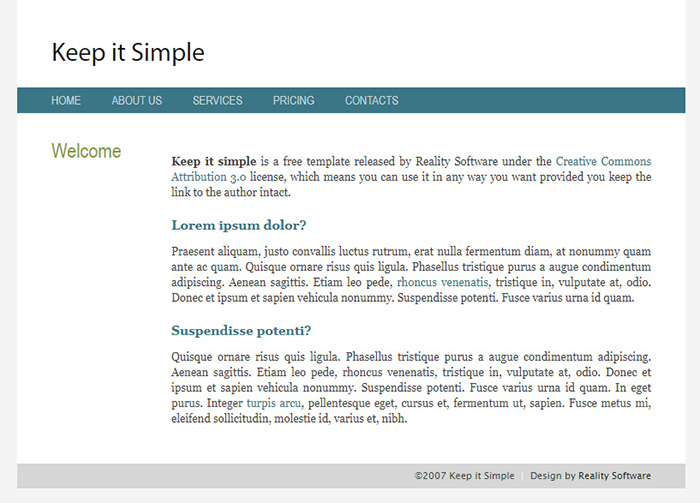 Free Keep it simple Website Template